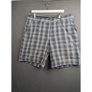 Greg Norman for Tasso Elba Mens Plaid Golf Shorts Grey Size 38 Flat Front